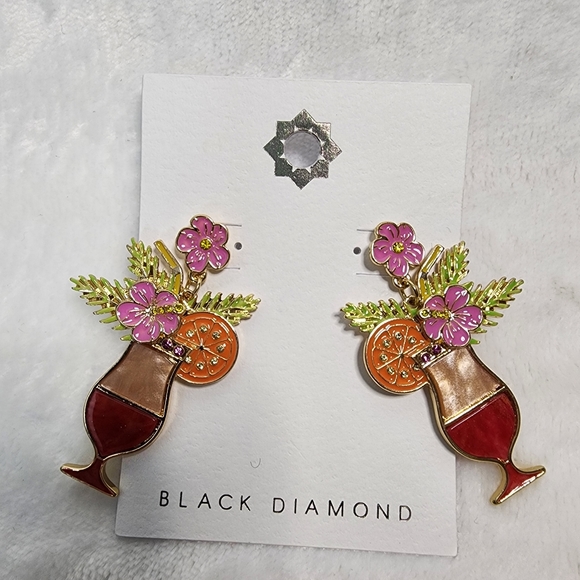 Cocktail Earrings Dangle Daiquiri Drinks Multicolor Metal for Pierced Ears NEW - Picture 6 of 6